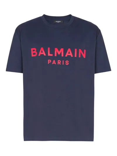 BALMAIN BALMAIN T-SHIRT WITH BALMAIN PARIS PRINT