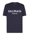 Balmain Printed Cotton T-shirt In Blue