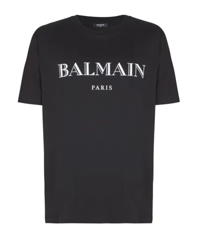 BALMAIN T-SHIRT WITH BALMAIN PRINT