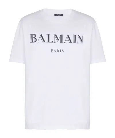 BALMAIN T-SHIRT WITH BALMAIN PRINT