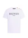 Balmain Button Logo-embroidery T-shirt In White