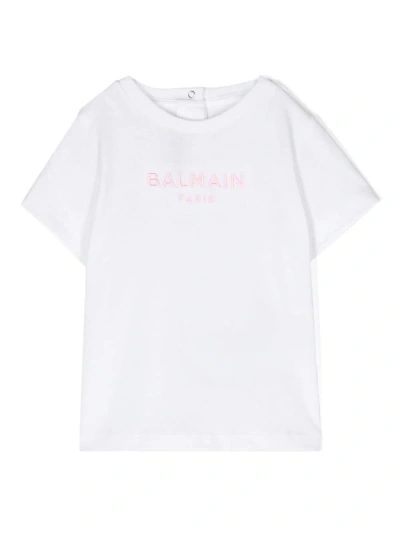 Balmain Kids' T-shirt With Embroidery In White