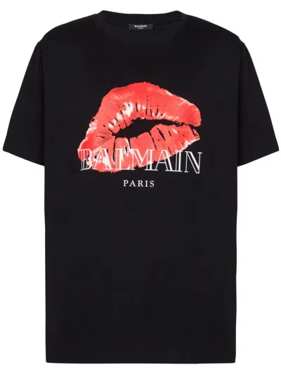 BALMAIN BALMAIN T SHIRT WITH KISS PRINT