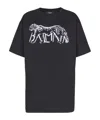 Balmain T-shirt With Leopard Print In Black