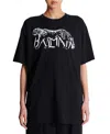 Balmain Leopard Print Cotton T-shirt In Black