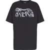 Balmain Leopard Print Cotton T-shirt In Blue