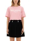 Balmain Women Logo Organic Cotton Cropped T-shirt