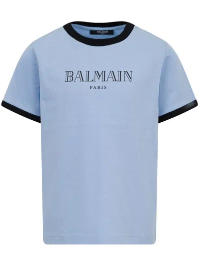 Balmain T Shirt With Logo In Blue