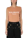 Balmain T-shirt With Logo In Beige