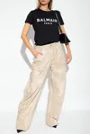 Balmain Logo Print Cropped Cotton Jersey T-shirt In Black