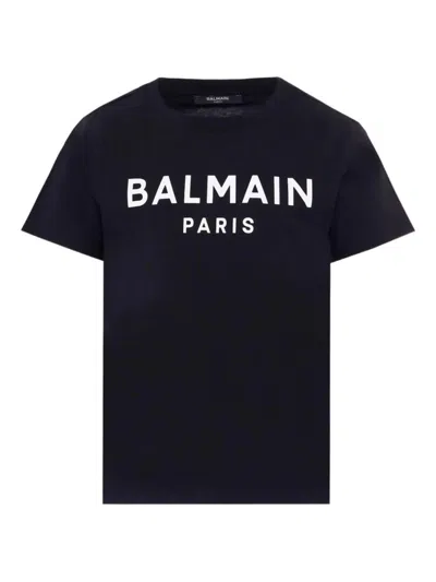 Balmain Kids Logo Print T-shirt In Black