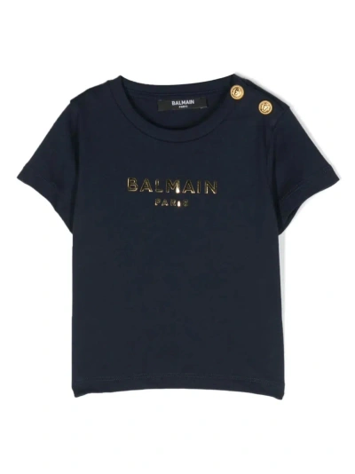 Balmain Kids' T-shirt With Logo In Blue
