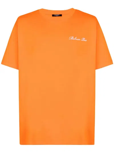 BALMAIN T-SHIRT WITH LOGO EMBROIDERY