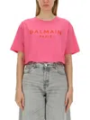 Balmain T-shirt With Logo In Pink