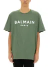 Balmain T-shirt With Logo In Green