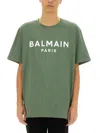 Balmain T-shirt With Logo In Green