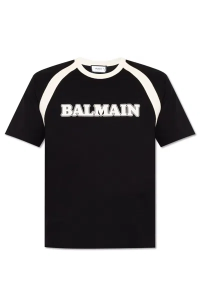 Balmain T-shirt With Logo In Noir\creme