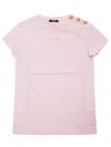 Balmain Logo Button T-shirt In Pink