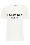 BALMAIN T-SHIRT WITH LOGO PRINT AND EMBOSSED BUTTONS