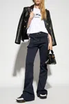 Balmain White Crewneck T-shirt With Logo Print And Golden Buttons In Jersey Woman In White