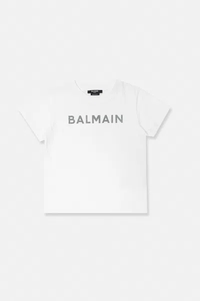 Balmain Kids' T-shirt With Metallic Logo In White