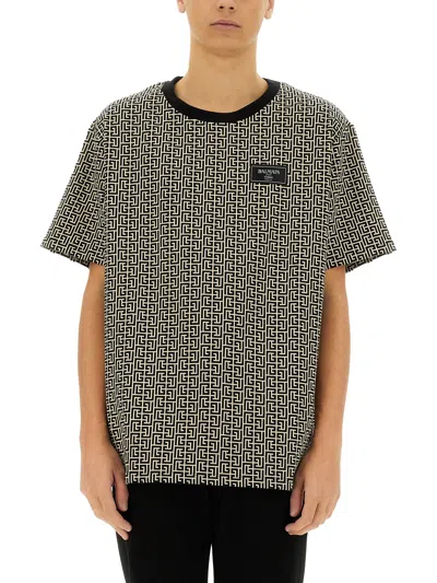 BALMAIN T-SHIRT WITH MONOGRAM