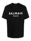 Balmain Black Crewneck T-shirt With Logo Lettering On The Front