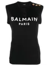 Balmain Embossed-buttons Logo-print Tank Top