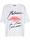 Balmain Graphic Kiss Print T-shirt With Relaxed Fit In White