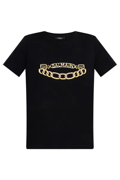 Balmain T-shirt With Print In Black