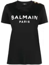 Balmain T -shirt Paris Logo Print Black In Black