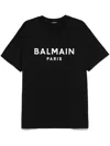 Balmain Black Crewneck T-shirt With Logo Lettering On The Front In Cotton Man In Black