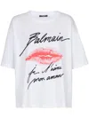 Balmain Graphic Kiss Print T-shirt With Relaxed Fit In White