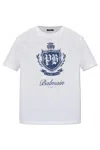 Balmain Short-sleeved T-shirt With College Emblem Print In White
