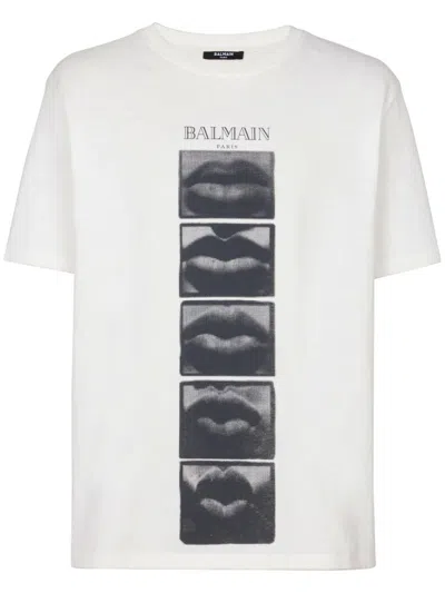 BALMAIN T-SHIRT WITH VINTAGE PRINT