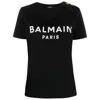 Balmain Black Crewneck T-shirt With Logo Print And Golden Buttons In Jersey Woman