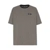 Balmain Grey T-shirt With Logo Applied On The Chest And All-over Labyrinth Motif In Cotton Man