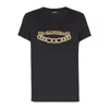Balmain Black Crewneck T-shirt With Logo Print On The Front
