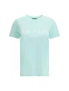 Balmain Logoed Crew Neck T-shirt With Embossed Buttons In Green