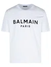 Balmain White Crewneck T-shirt With Contrasting Logo Lettering Print In White