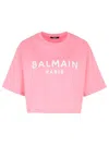Balmain Women Logo Organic Cotton Cropped T-shirt