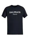 Balmain Black Crewneck T-shirt With Logo Lettering On The Front In Cotton Man