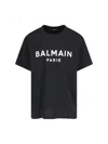 Balmain Black Crewneck T-shirt With Logo Lettering On The Front In Cotton Man