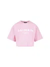 Balmain Women Logo Organic Cotton Cropped T-shirt