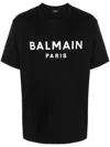 Balmain Black Crewneck T-shirt With Logo Lettering On The Front