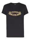 Balmain Black Crewneck T-shirt With Logo Print On The Front