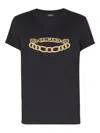 Balmain Black Crewneck T-shirt With Logo Print On The Front