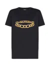 Balmain Crew Neck Graphic Print Short Sleeves In Black