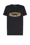 Balmain Crew Neck Graphic Print Short Sleeves In Black