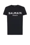 Balmain Black Crewneck T-shirt With Logo Lettering On The Front In Black